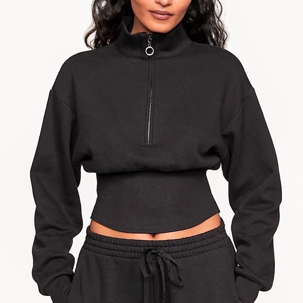 Victoria's Secret Fleece Corset Half Zip Mock Neck Pullover Sweater Size XS
